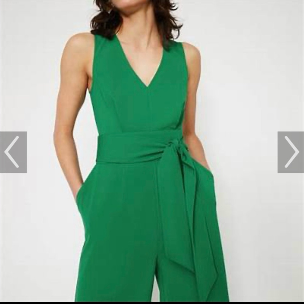 New J. Crew Sz 4 Cotton Back Wrap Cropped Kelly Green Jumpsuit